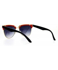 Cat Eye Hipster Retro Half Horn Rim Cat Eye Sunglasses - Red Smoke - C112FV9970Z $11.17