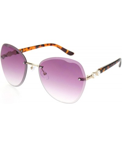 Butterfly Womens Pearl Jewel Hinge Rimless Butterfly Sunglasses - Tortoise Gold Purple - CQ18OQAHTKS $22.68