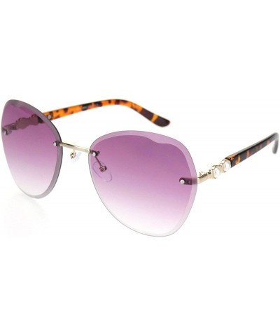 Butterfly Womens Pearl Jewel Hinge Rimless Butterfly Sunglasses - Tortoise Gold Purple - CQ18OQAHTKS $15.02