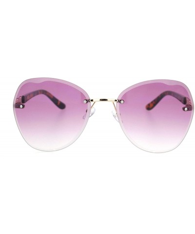 Butterfly Womens Pearl Jewel Hinge Rimless Butterfly Sunglasses - Tortoise Gold Purple - CQ18OQAHTKS $15.02