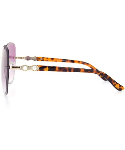 Butterfly Womens Pearl Jewel Hinge Rimless Butterfly Sunglasses - Tortoise Gold Purple - CQ18OQAHTKS $15.02