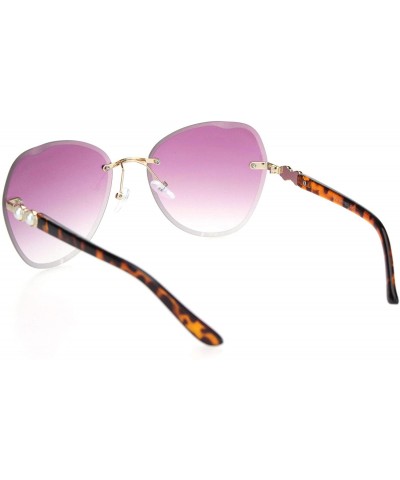 Butterfly Womens Pearl Jewel Hinge Rimless Butterfly Sunglasses - Tortoise Gold Purple - CQ18OQAHTKS $15.02