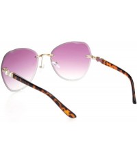 Butterfly Womens Pearl Jewel Hinge Rimless Butterfly Sunglasses - Tortoise Gold Purple - CQ18OQAHTKS $15.02