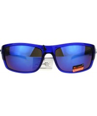 Rectangular Xloop Sports Sunglasses Mens Stylish Rectangular Wrap Around Shades - Blue (Blue Mirror) - CJ18DC98SRS $9.21
