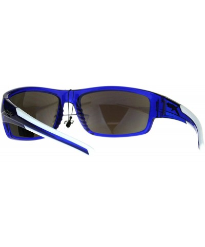 Rectangular Xloop Sports Sunglasses Mens Stylish Rectangular Wrap Around Shades - Blue (Blue Mirror) - CJ18DC98SRS $9.21