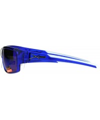 Rectangular Xloop Sports Sunglasses Mens Stylish Rectangular Wrap Around Shades - Blue (Blue Mirror) - CJ18DC98SRS $9.21