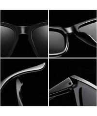 Square Sunglasses Polarized Female Male Full Frame Retro Design - Black Silver - CX18NW52YUQ $19.78