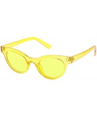 Round Women's Transparent Horn Rimmed Color Tinted Round Lens Cat Eye Sunglasses 47mm - Yellow / Yellow - C81883XO639 $10.51