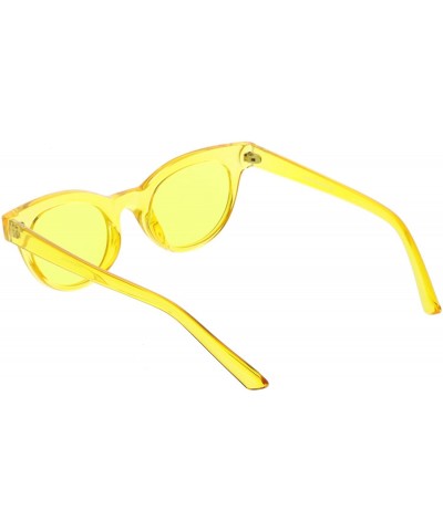 Round Women's Transparent Horn Rimmed Color Tinted Round Lens Cat Eye Sunglasses 47mm - Yellow / Yellow - C81883XO639 $10.51