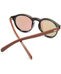 Round Mens Wood Sunglasses Mirror Women Sun Glasses Round One Pieces Lens Eyewear 2019 - Blue Mirror - CG18IL5NMMC $9.93