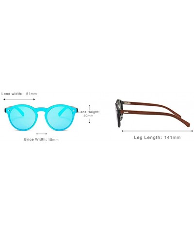 Round Mens Wood Sunglasses Mirror Women Sun Glasses Round One Pieces Lens Eyewear 2019 - Blue Mirror - CG18IL5NMMC $9.93