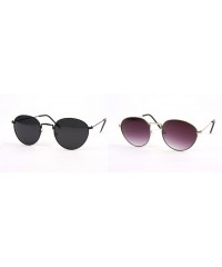 Round Vintage Round Sunglasses P2150 - 2 Pcs Black/Smoke Lens & Green/Gradientsmoke Lens - CJ11ABSQAQT $29.80