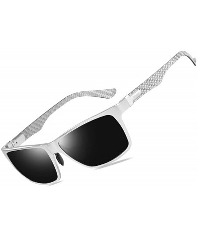 Sport Polarized Driving Sunglasses For Men UV Protection Carbon Fiber Temple Sport Mens Sunglasses Al-Mg Metal Frame - CY194T...