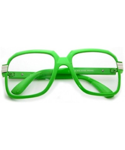 Oversized Gazelle Emcee Oversized Square Sunglasses w/Clear Lenses - Powder Green & Silver Frame - CU186AHL039 $7.86