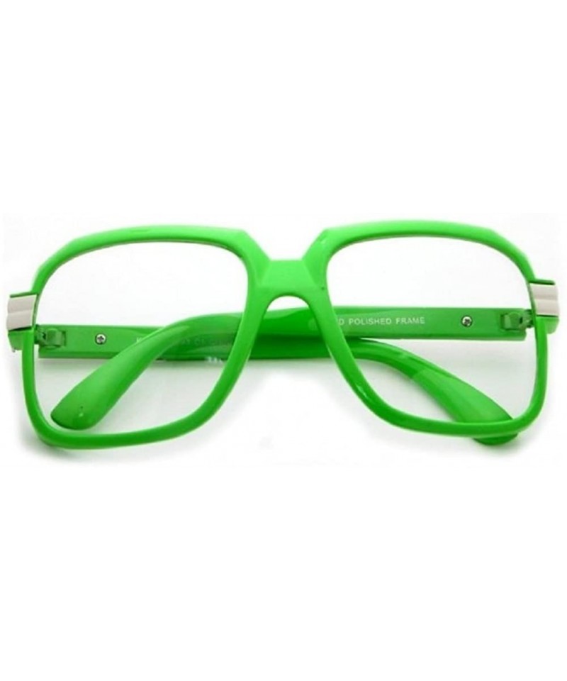 Oversized Gazelle Emcee Oversized Square Sunglasses w/Clear Lenses - Powder Green & Silver Frame - CU186AHL039 $18.43