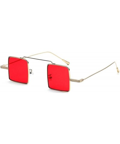 Square Vintage Square sunglasses Small Metal Frame Candy Colors Sunglasses - Golden-red - C018DO24HC5 $9.54