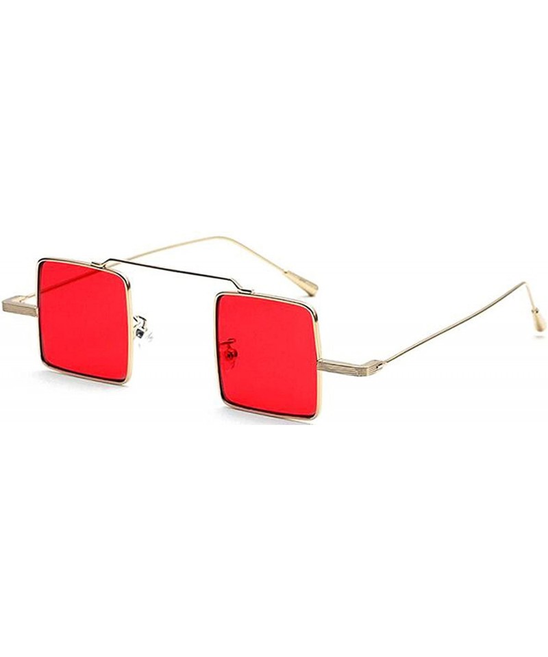 Square Vintage Square sunglasses Small Metal Frame Candy Colors Sunglasses - Golden-red - C018DO24HC5 $9.54