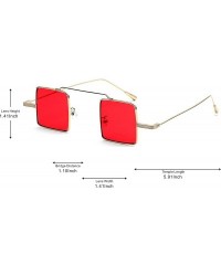 Square Vintage Square sunglasses Small Metal Frame Candy Colors Sunglasses - Golden-red - C018DO24HC5 $9.54