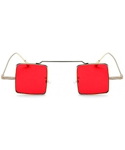 Square Vintage Square sunglasses Small Metal Frame Candy Colors Sunglasses - Golden-red - C018DO24HC5 $9.54