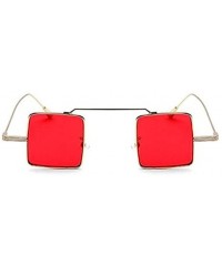 Square Vintage Square sunglasses Small Metal Frame Candy Colors Sunglasses - Golden-red - C018DO24HC5 $9.54