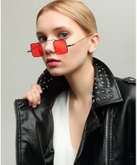 Square Vintage Square sunglasses Small Metal Frame Candy Colors Sunglasses - Golden-red - C018DO24HC5 $9.54