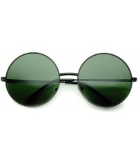 Oversized Super Large Oversize Slim Temple Round Sunglasses 61mm - Black / Green - CB12N9PE69O $8.61
