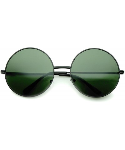 Oversized Super Large Oversize Slim Temple Round Sunglasses 61mm - Black / Green - CB12N9PE69O $8.61