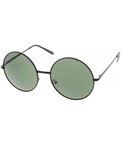 Oversized Super Large Oversize Slim Temple Round Sunglasses 61mm - Black / Green - CB12N9PE69O $8.61