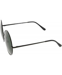 Oversized Super Large Oversize Slim Temple Round Sunglasses 61mm - Black / Green - CB12N9PE69O $8.61