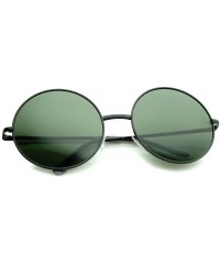 Oversized Super Large Oversize Slim Temple Round Sunglasses 61mm - Black / Green - CB12N9PE69O $8.61