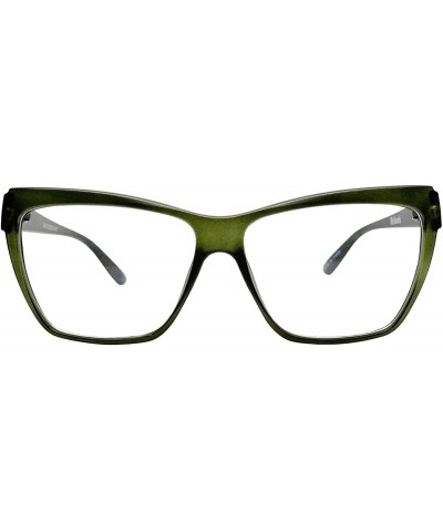Butterfly Large Nerd Thin Eyeglasses Vintage Fashion Inspired Geek Clear Lens Horn Rimmed - Matt Green 3201 - CK18YG9D8HK $22.04
