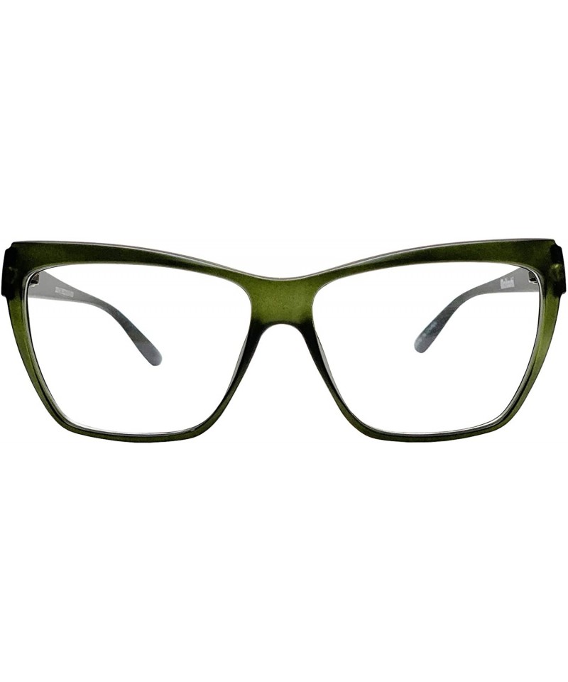 Butterfly Large Nerd Thin Eyeglasses Vintage Fashion Inspired Geek Clear Lens Horn Rimmed - Matt Green 3201 - CK18YG9D8HK $10.43