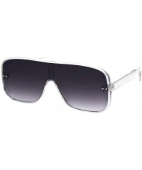 Rectangular Square Rectangular Shield Sunglasses Retro Unisex Fashion Shades UV 400 - Clear (Smoke) - CU18YMW3GGY $10.18