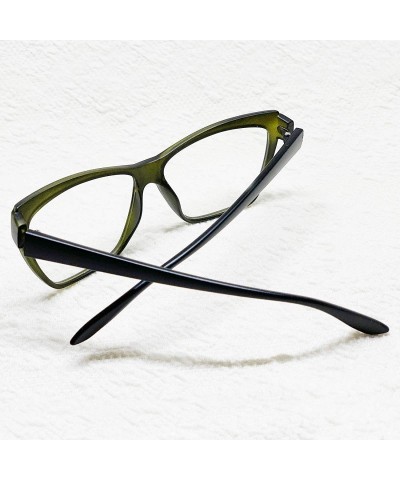 Butterfly Large Nerd Thin Eyeglasses Vintage Fashion Inspired Geek Clear Lens Horn Rimmed - Matt Green 3201 - CK18YG9D8HK $10.43