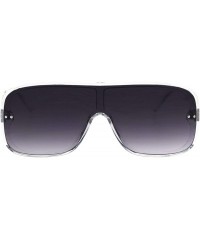 Rectangular Square Rectangular Shield Sunglasses Retro Unisex Fashion Shades UV 400 - Clear (Smoke) - CU18YMW3GGY $25.10