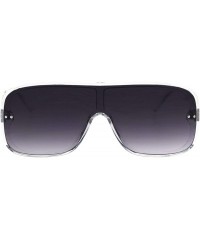 Rectangular Square Rectangular Shield Sunglasses Retro Unisex Fashion Shades UV 400 - Clear (Smoke) - CU18YMW3GGY $10.18