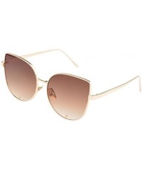 Cat Eye TrendyMate-Cat Eye Mirrored Flat Lenses Metal Frame Rivet Cute Mirrored Women Sunglasses - Gold Tea - CI18397TNDK $10.78