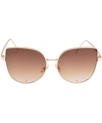 Cat Eye TrendyMate-Cat Eye Mirrored Flat Lenses Metal Frame Rivet Cute Mirrored Women Sunglasses - Gold Tea - CI18397TNDK $10.78