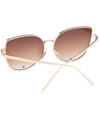 Cat Eye TrendyMate-Cat Eye Mirrored Flat Lenses Metal Frame Rivet Cute Mirrored Women Sunglasses - Gold Tea - CI18397TNDK $10.78