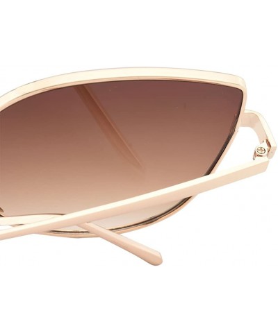 Cat Eye TrendyMate-Cat Eye Mirrored Flat Lenses Metal Frame Rivet Cute Mirrored Women Sunglasses - Gold Tea - CI18397TNDK $10.78