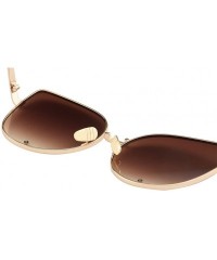 Cat Eye TrendyMate-Cat Eye Mirrored Flat Lenses Metal Frame Rivet Cute Mirrored Women Sunglasses - Gold Tea - CI18397TNDK $19.67