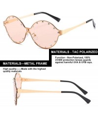 Square Classic Oval Rivet Sunglasses for Women Studded Eyeglasses UV400 Protection WS074 - 074 Gold Frame Champagne Lens - CY...