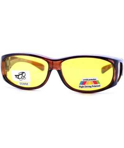 Oval Fit Over Small Glasses Foggy Gloomy Weather Yellow Lens Sunglasses - Brown - C718882YKQE $8.54