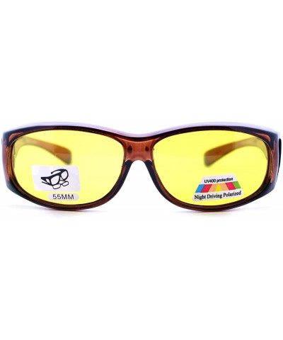 Oval Fit Over Small Glasses Foggy Gloomy Weather Yellow Lens Sunglasses - Brown - C718882YKQE $8.54