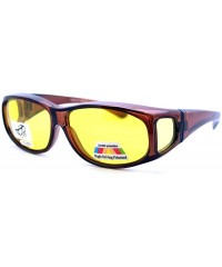 Oval Fit Over Small Glasses Foggy Gloomy Weather Yellow Lens Sunglasses - Brown - C718882YKQE $8.54