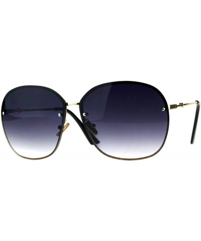 Rimless Womens Half Rim Sunglasses Glitter Edge Designer Fashion Shades - Gold (Smoke) - CI18EIDX5AZ $22.41