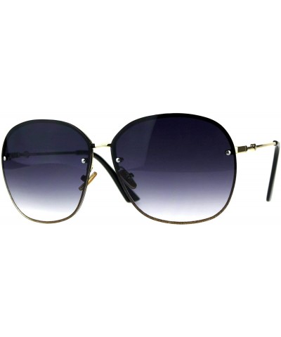 Rimless Womens Half Rim Sunglasses Glitter Edge Designer Fashion Shades - Gold (Smoke) - CI18EIDX5AZ $8.96