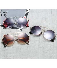 Round Vintage Sunglasses Men Steampunk Retro Metal Round Sun Glasses for Women Rivet - Black - CS18WCALC03 $12.53