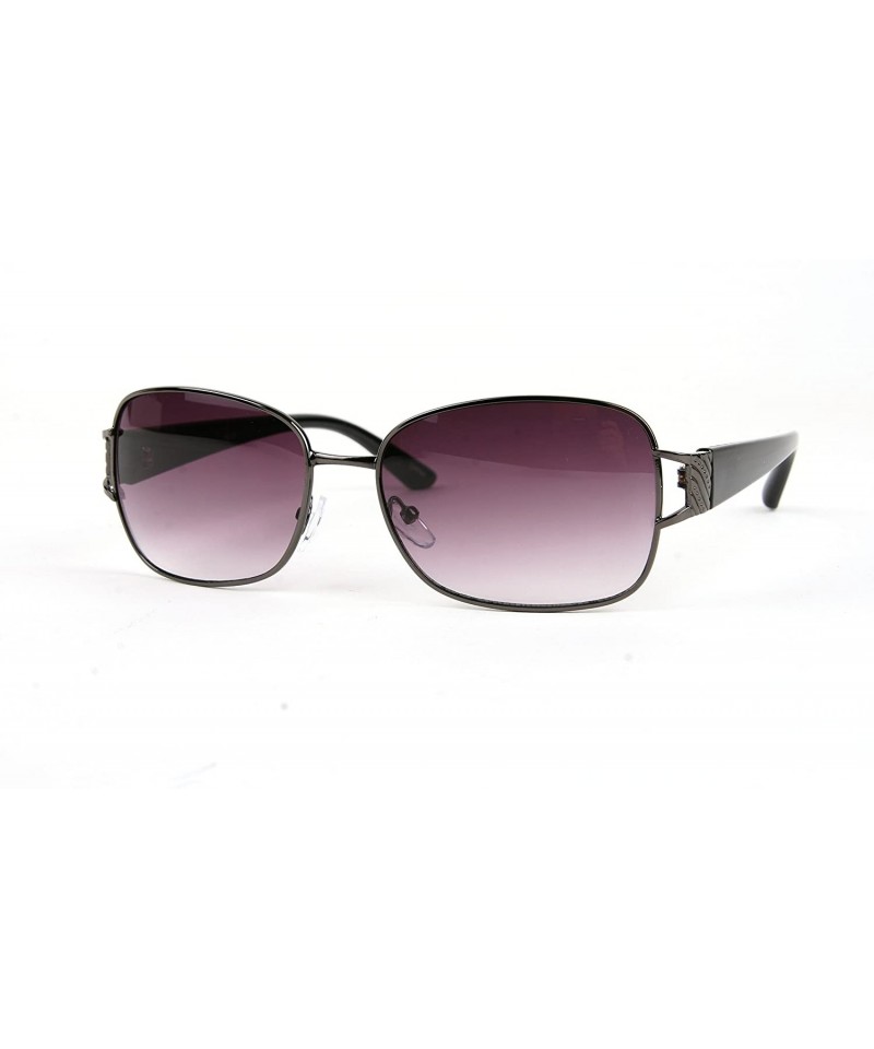 Rectangular POP Thin Bridged Leisure Rectangular Sunglasses P2209 - Black-gradientsmoke Lens - C6127478BPT $17.10