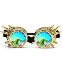 Goggle Steampunk Rave Kaleidoscope Goggles Rainbow Colorful Lenses - Gold(spikes) - CZ18HLRC2HX $9.19